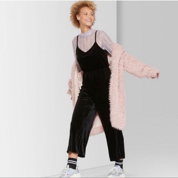 wild fable Pants - WILD FABLE | Black Velvet-Like Jumpsuit